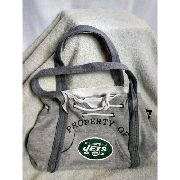 NEW YORK JETS LICENCED NFL GREY HOODIE POUCH POCKET FANWARE PURSE  W/Tags - Picture 5 of 12